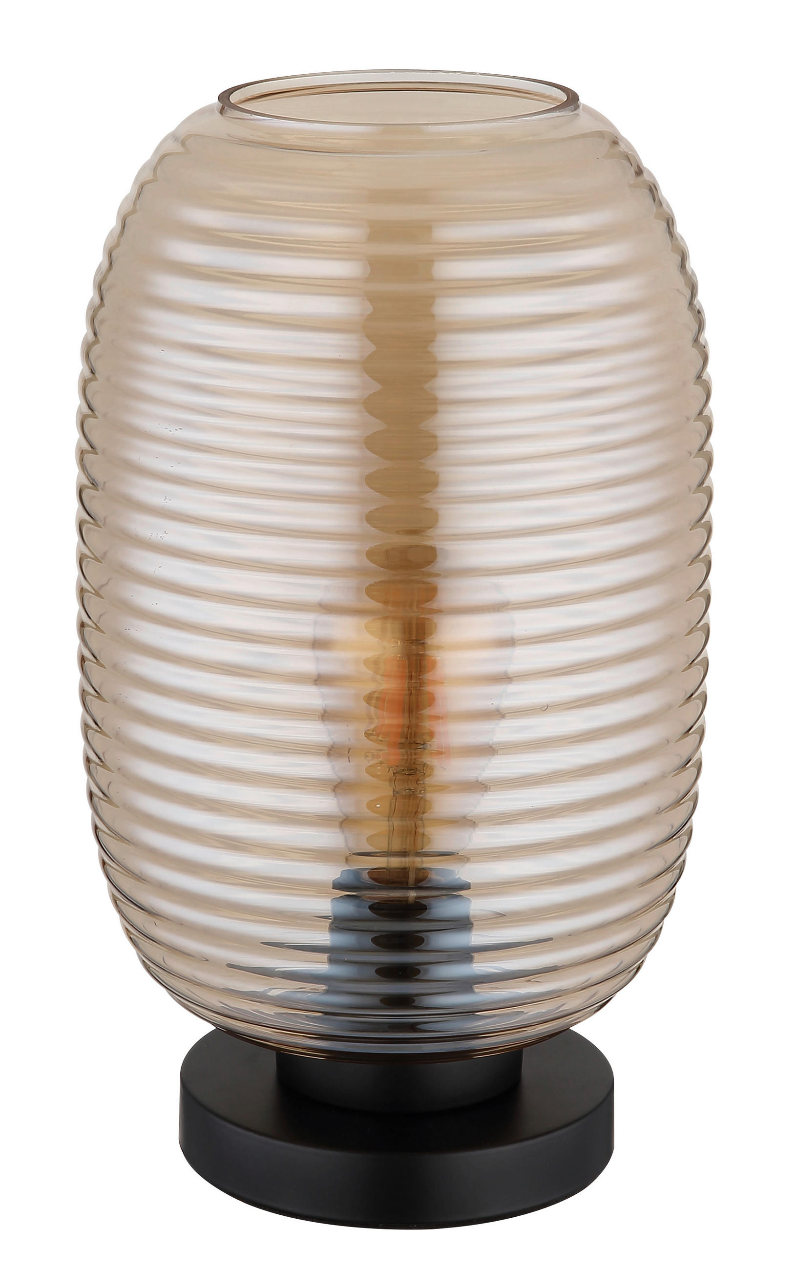 TISCHLEUCHTE - Bernsteinfarben/Schwarz, Basics, Glas/Kunststoff (20/34,5cm) - Globo
