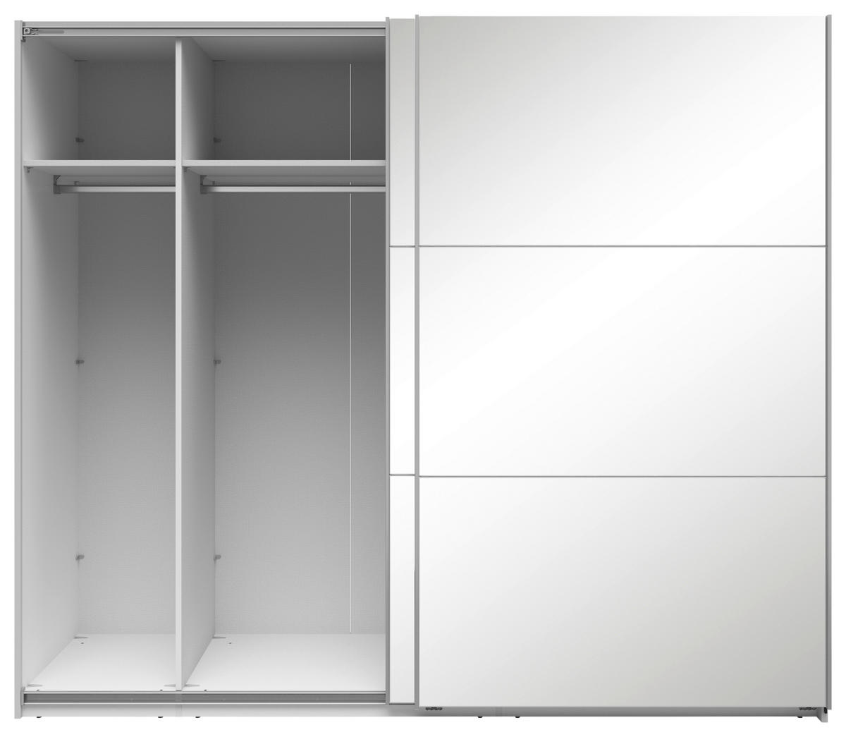 SCHWEBETÜRENSCHRANK 250/216/64 cm 2-türig Weiß  - Silberfarben/Weiß, Basics, Glas/Holzwerkstoff (250/216/64cm) - Boxxx