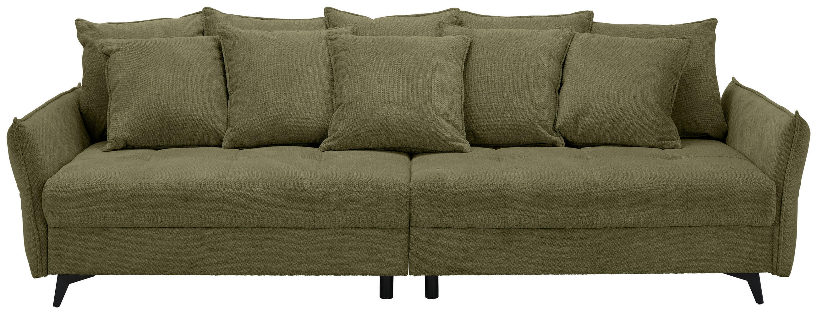 BIGSOFA  in Webstoff Olivgrün  - Schwarz/Olivgrün, KONVENTIONELL, Textil/Metall (282/94/127cm) - Ambia Home