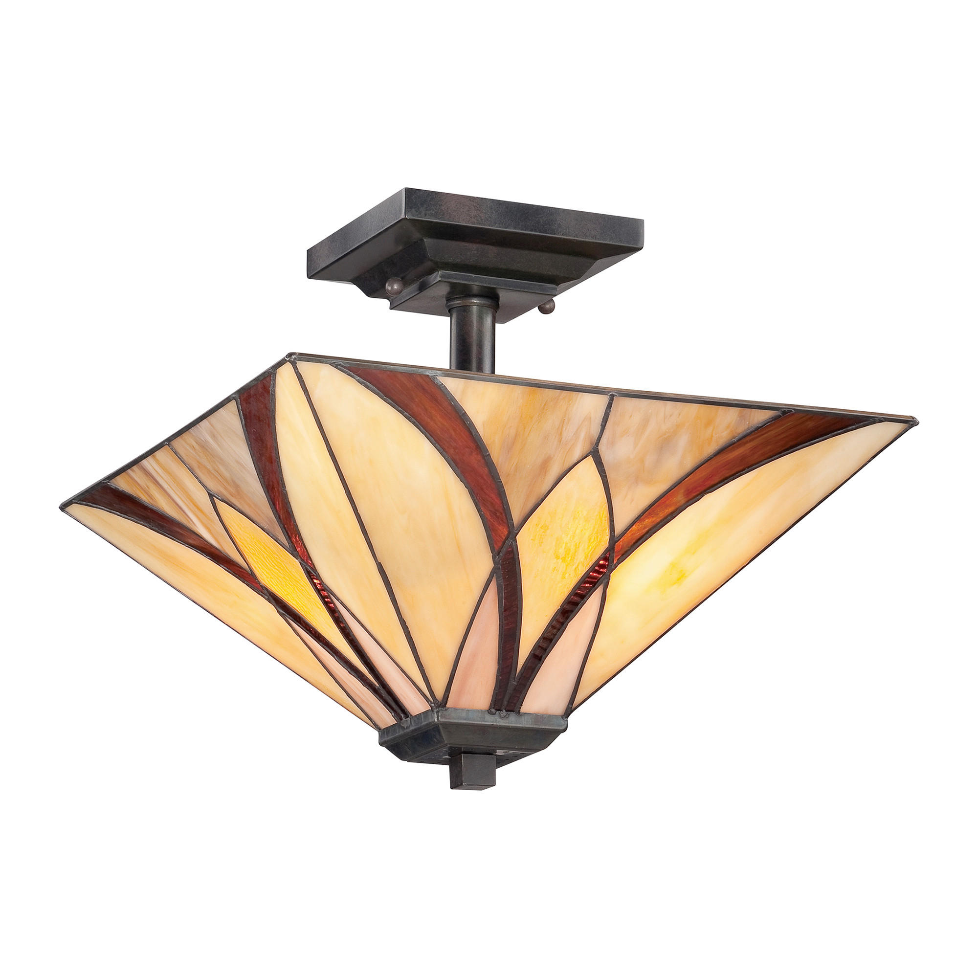 TAKLAMPA Asheville 35.6/35,6/30,5 cm  - bronsfärgad, Romantik / Lanthus, metall/glas (35.6/35,6/30,5cm) - Elstead Lighting