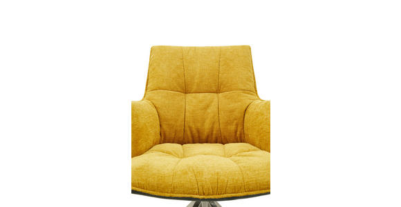 ARMLEHNSTUHL in Edelstahl Mikrofaser, Leinenoptik - Edelstahlfarben/Gelb, Design, Textil/Metall (59/89,5/63cm) - Novel