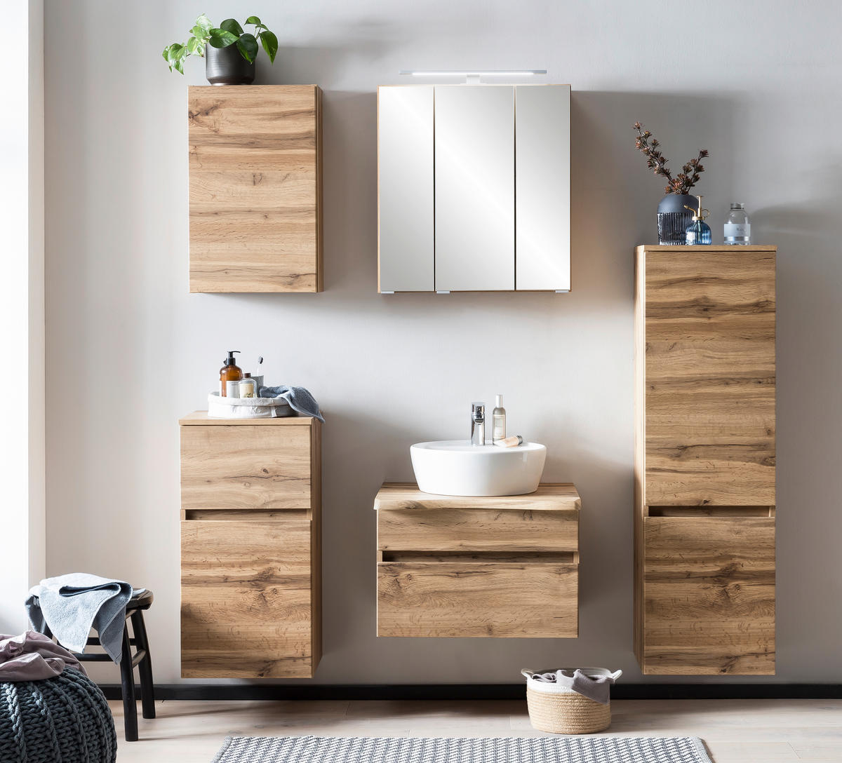 UNTERSCHRANK 40/79/35 cm   - Eiche Wotan/Silberfarben, Natur, Holzwerkstoff/Kunststoff (40/79/35cm) - Xora