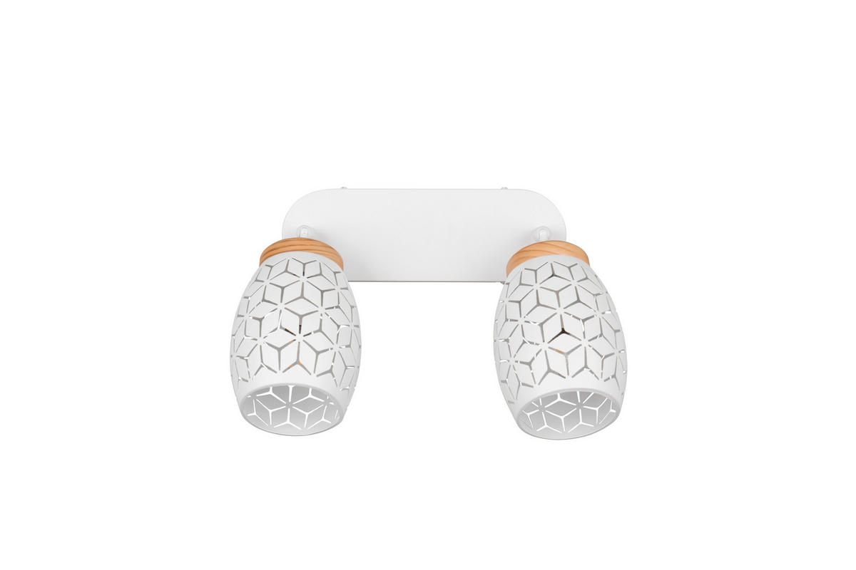 DECKENSTRAHLER 28/27/12 cm   - Naturfarben/Weiß, Trend, Holz/Metall (28/27/12cm)