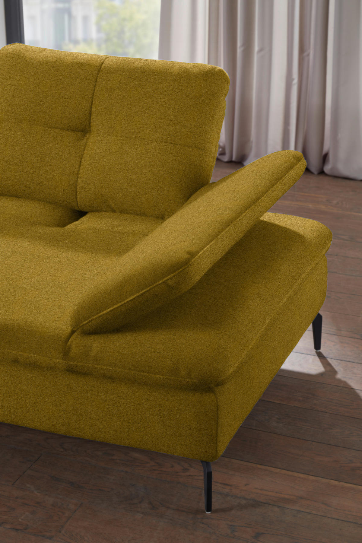 ECKSOFA in Flachgewebe Hellgrün  - Schwarz/Hellgrün, Design, Textil/Metall (157/344cm) - Chilliano
