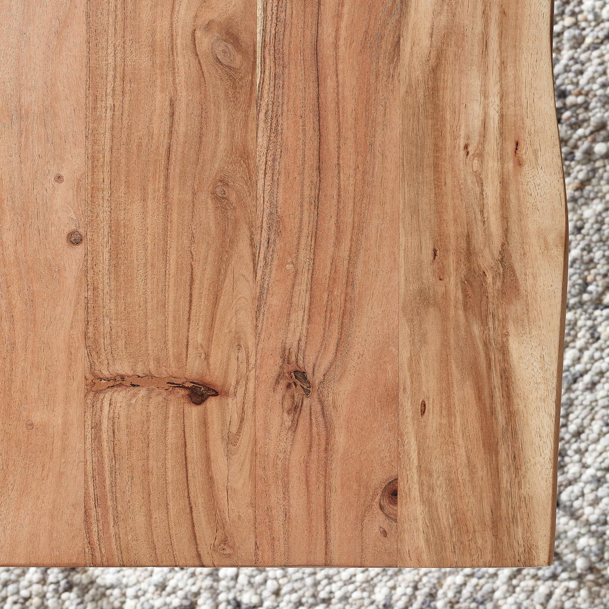COUCHTISCH Akazie massiv 110/70/45 cm rechteckig Schwarz, Akaziefarben  - Schwarz/Akaziefarben, Design, Holz/Metall (110/70/45cm) - Landscape