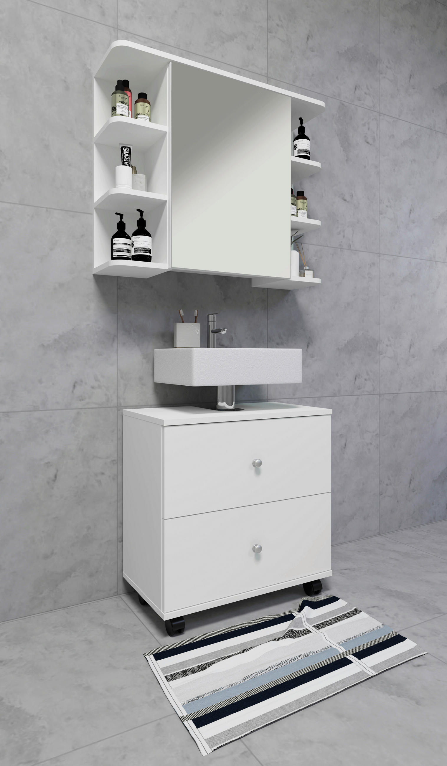 SPIEGELSCHRANK 80/64/21 cm - Weiss, Modern, Glas/Holzwerkstoff (80/64/21cm) - MID.YOU
