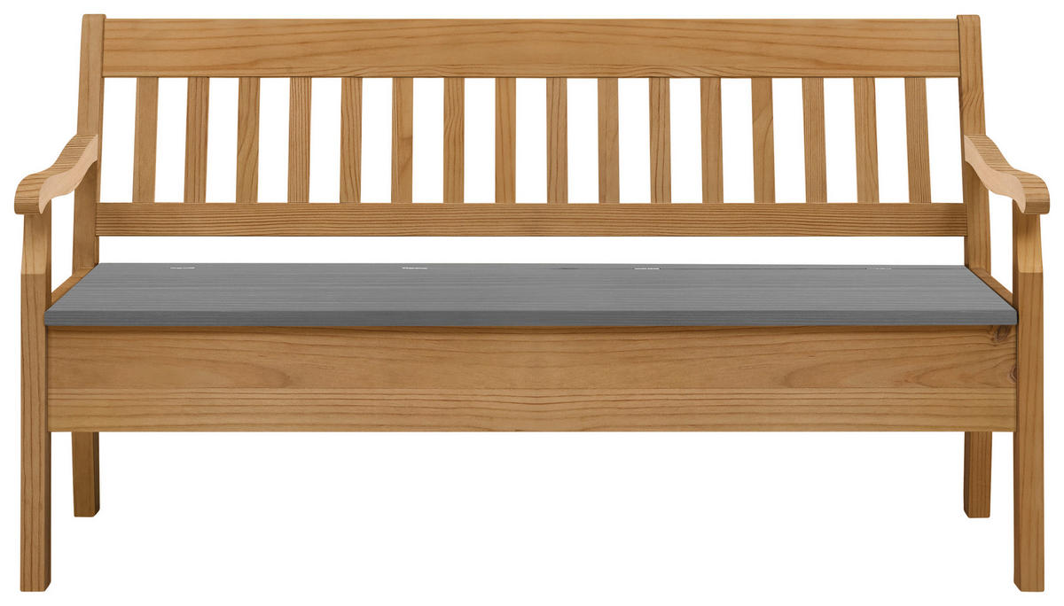 SITZBANK 169/93/58 cm Laugenfarbig, Grau Kiefer massiv  - Laugenfarbig/Grau, ROMANTIK / LANDHAUS, Holz (169/93/58cm) - Boxxx