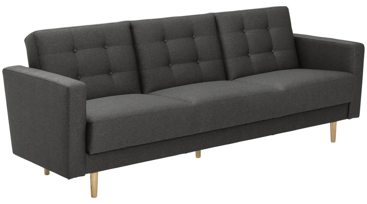 3-SITZER-SOFA in Flachgewebe Anthrazit  - Eschefarben/Anthrazit, MODERN, Holz/Textil (224/81/83cm) - Max Winzer