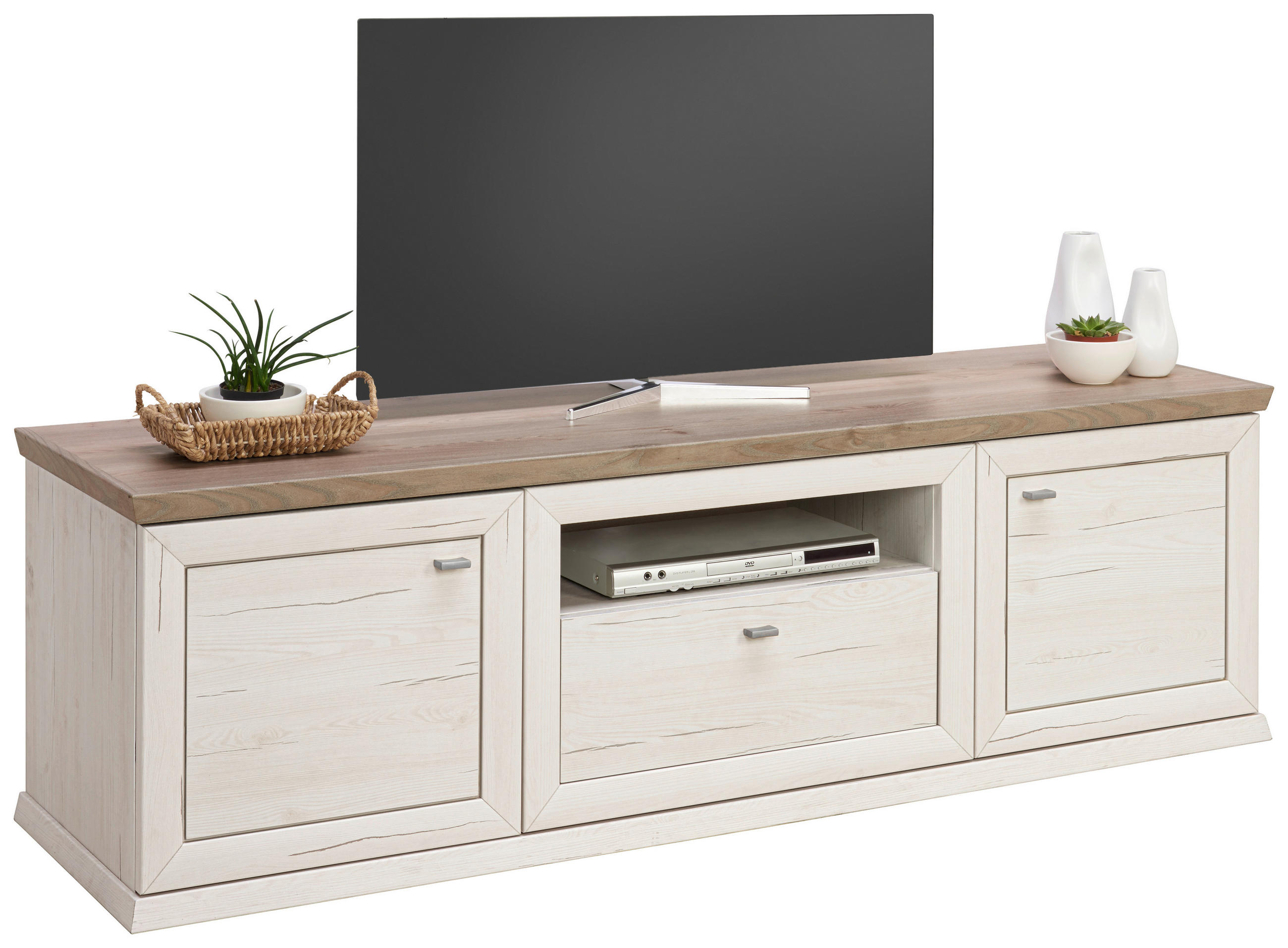 TV-BÄNK 180/56/50 cm - vit/nickelfärgad, Lifestyle, metall/träbaserade material (180/56/50cm) - Hom`in