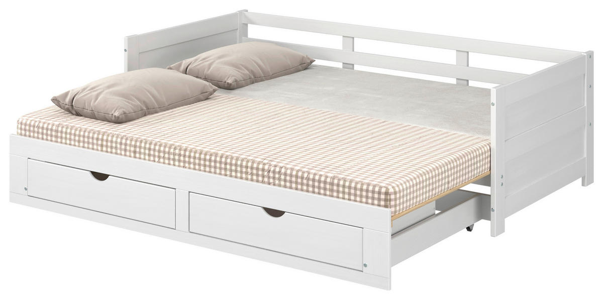AUSZIEHBETT 200/100 cm Weiss  - Weiss/Naturfarben, Modern, Holz/Holzwerkstoff (200/100cm) - MID.YOU