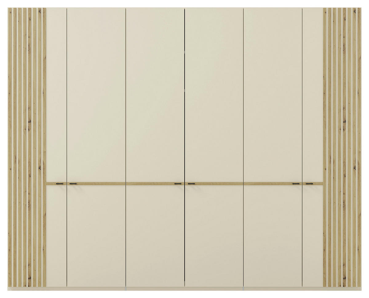 DREHTÜRENSCHRANK 300/236/58 cm 6-türig Champagner, Eiche Bianco  - Eiche Bianco/Champagner, Design, Holzwerkstoff/Metall (300/236/58cm) - Musterring