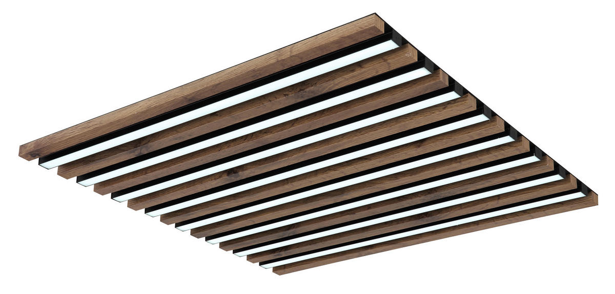 LED-DECKENLEUCHTE    60/60/6 cm  - Weiss/Dunkelbraun, Natur, Holzwerkstoff/Kunststoff (60/60/6cm) - Globo