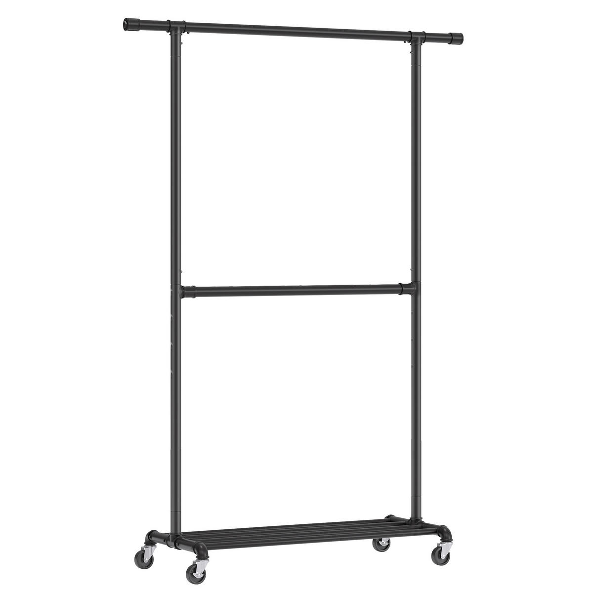 POJAZDNÝ STOJAN NA ODEVY - čierna, Basics, kov (130/198/49cm)