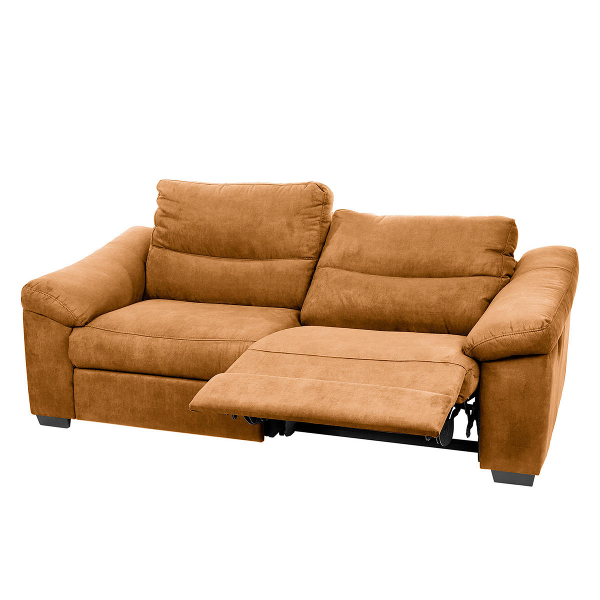 2,5-SITZER HAMPTON in Flachgewebe Cognac Landhaus  - Cognac/Schwarz, Design, Holz/Textil (214/97/97cm) - Livetastic