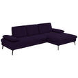 ECKSOFA in Chenille, Mikrofaser Aubergine, Violett  - Violett/Aubergine, Design, Textil/Metall (299/157cm) - Dieter Knoll