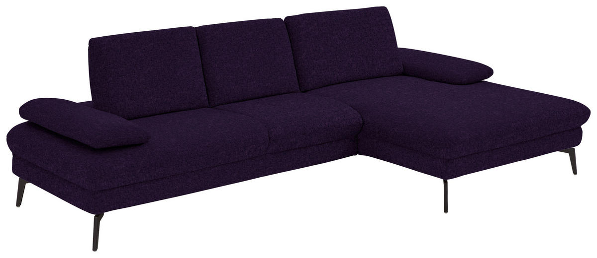 ECKSOFA in Chenille, Mikrofaser Aubergine, Violett  - Violett/Aubergine, Design, Textil/Metall (299/157cm) - Dieter Knoll