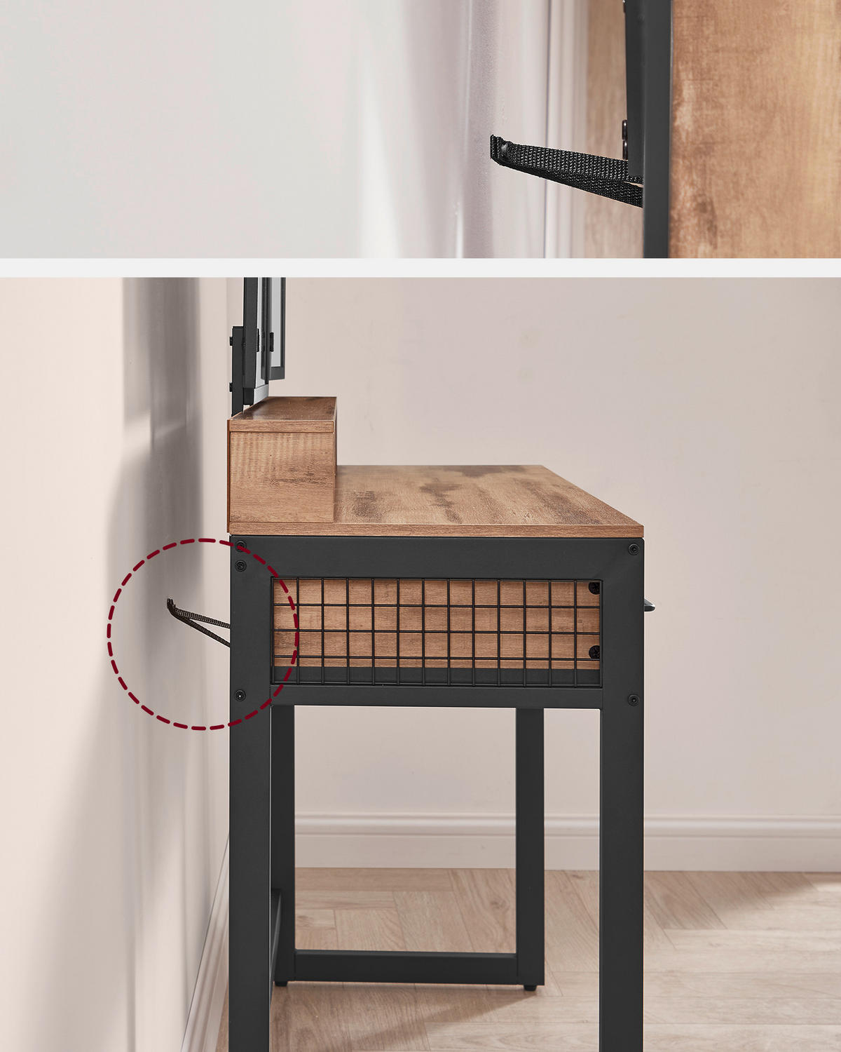 TOALETNÝ STOLÍK, čierna, farba duba, 90/40/141 cm - čierna/farba duba, Trend, kov/kompozitné drevo (90/40/141cm) - Boxxx