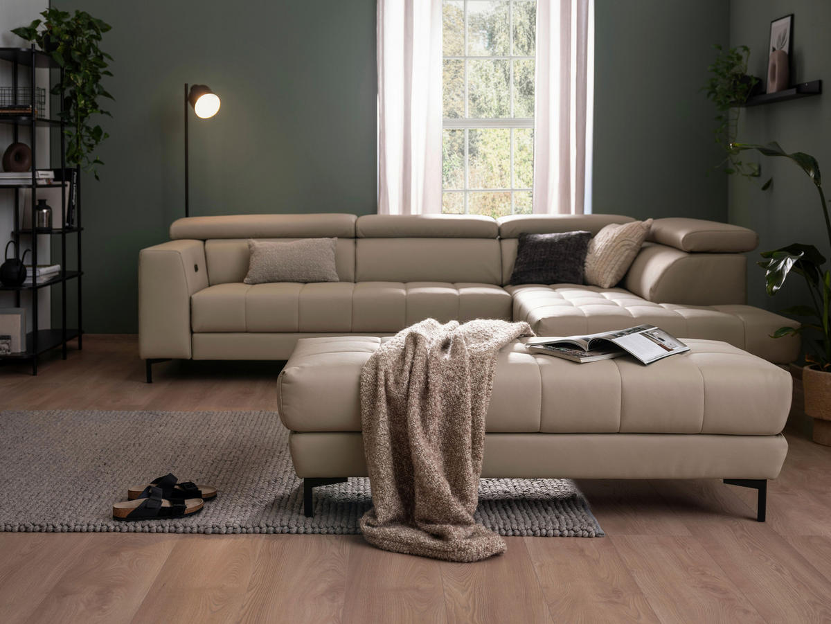 SAROKGARNITÚRA textil bézs  - bézs/fekete, Basics, textil/fém (293/201cm) - Xora