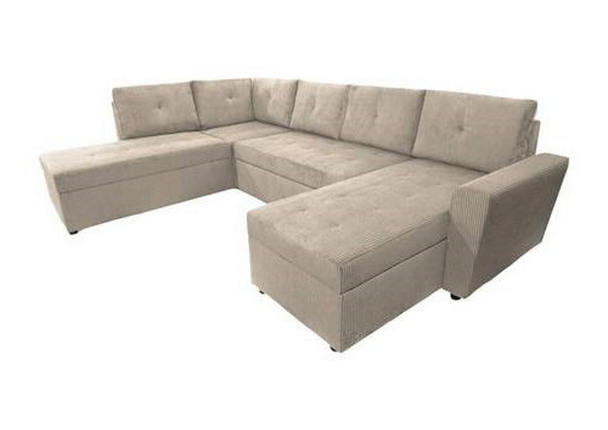 WOHNLANDSCHAFT in Cord Taupe  - Taupe/Schwarz, Design, Kunststoff/Textil (212/297/155cm) - MID.YOU