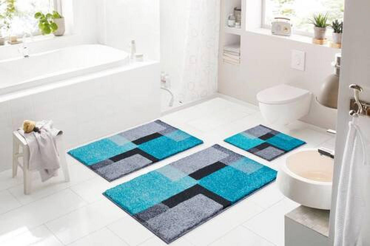 BIDET-VORLEGER Schwarz, Türkis, Grau 50/60 cm  - Türkis/Schwarz, Basics, Kunststoff/Textil (50/60cm) - Grund