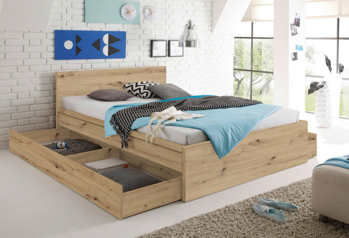 KREVET 140/200 cm     hrast artisan  - hrast artisan, Konvencionalno, pločasti materijal (140/200cm) - Carryhome