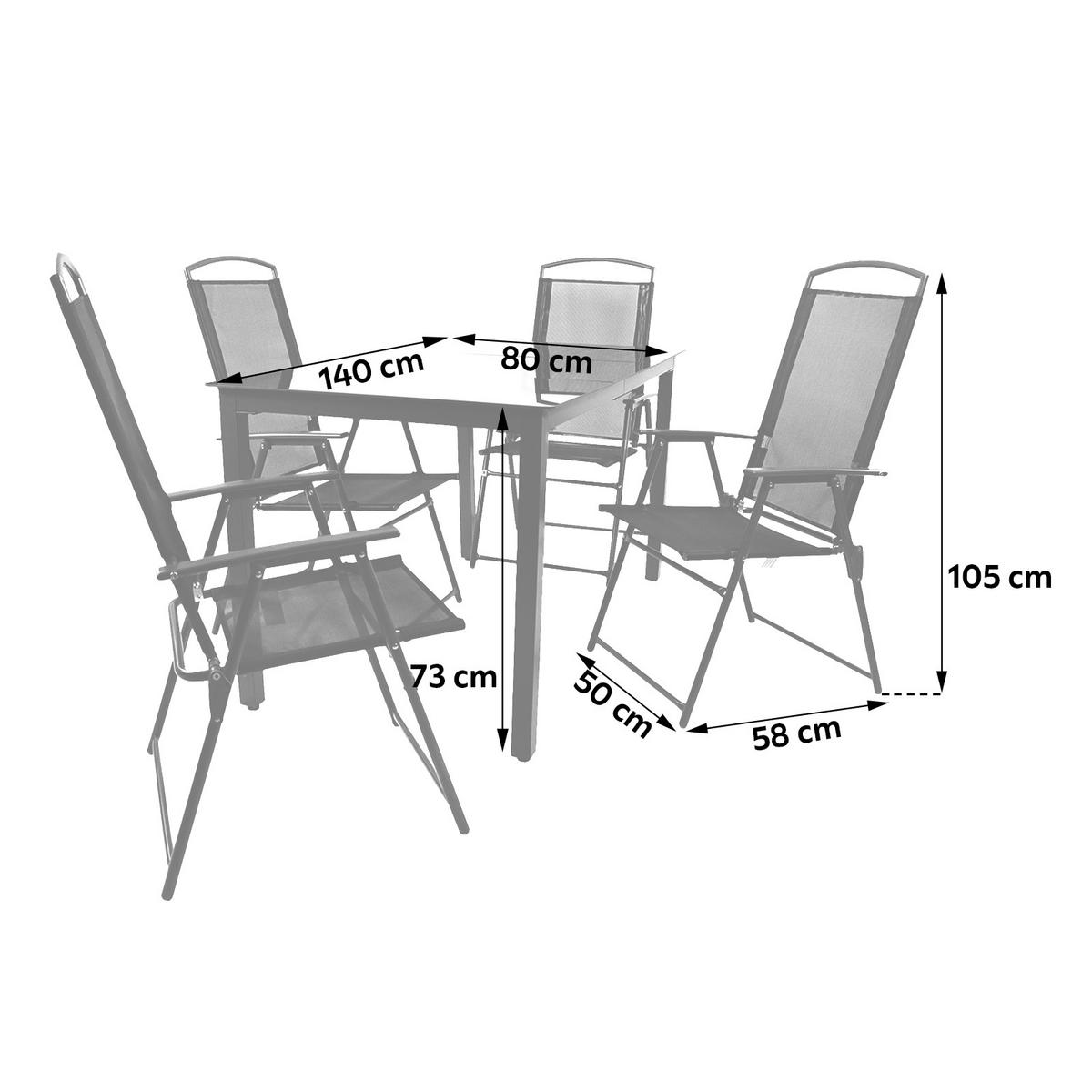 GARTENTISCHGRUPPE   - Anthrazit/Schwarz, Basics, Glas/Textil - Gardenson