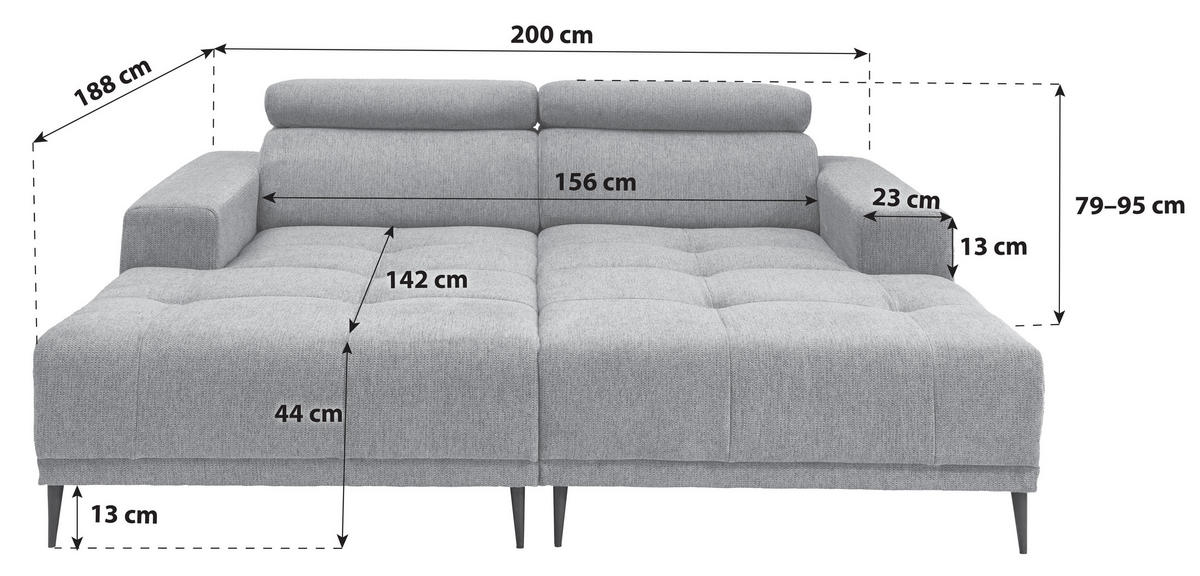 Canapea Bigsofa, textil, verde închis - verde închis/negru, Konventionell, metal/textil (200/79-95/188cm) - Livetastic