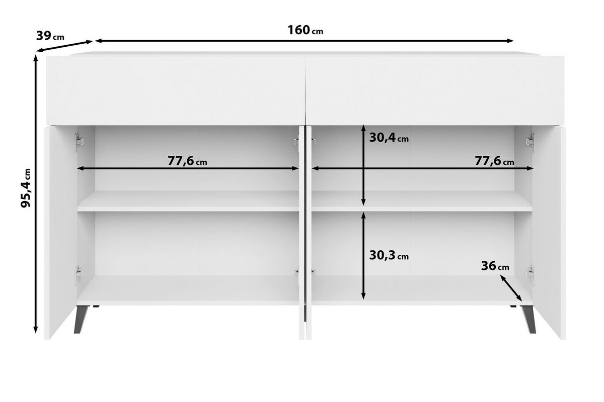 SIDEBOARD  160/95,4/39 cm 2 Schublade(n)  - Kaschmir/Schwarz, Design, Holzwerkstoff/Kunststoff (160/95,4/39cm) - P & B
