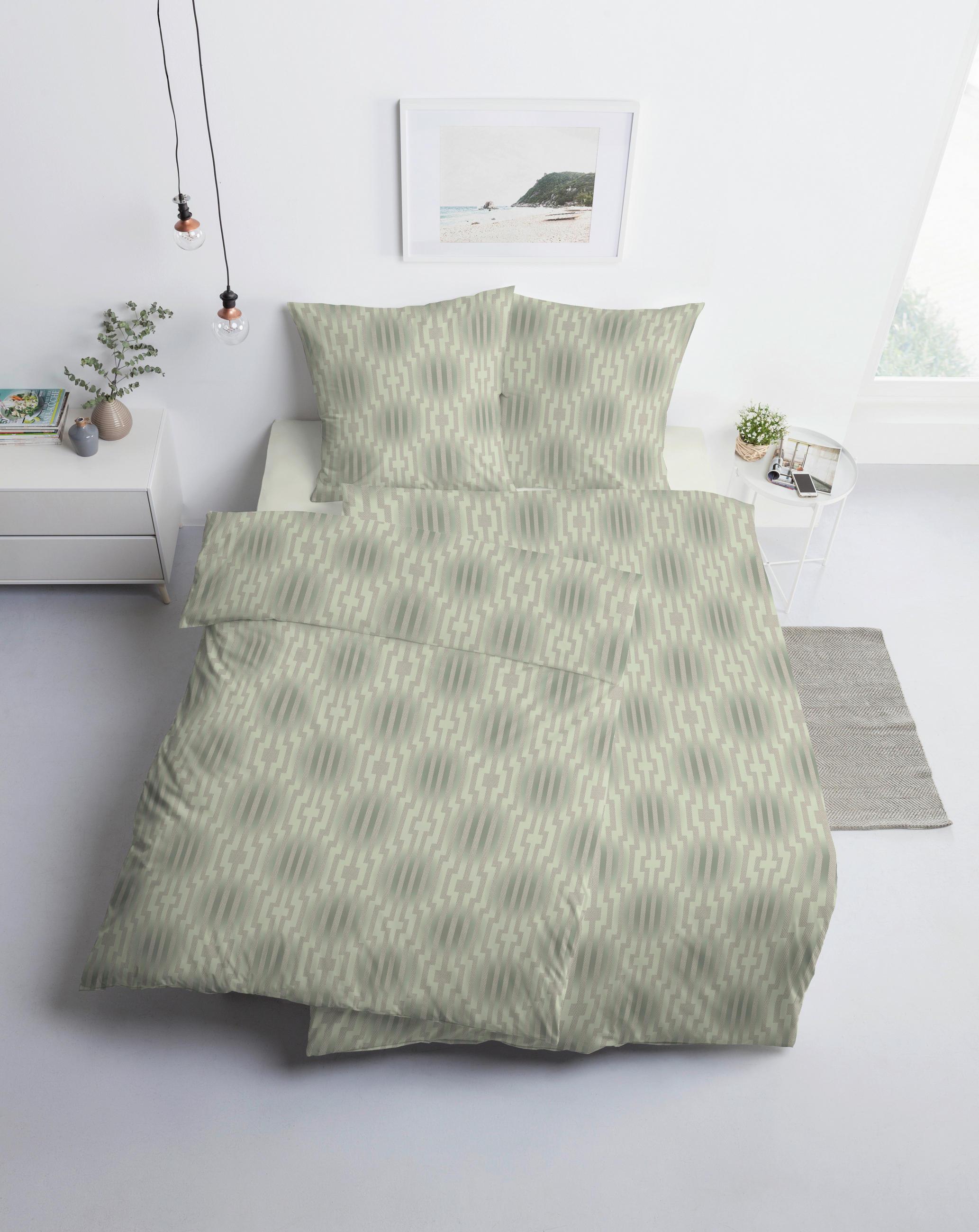BETTWÄSCHE Atelier Makosatin 135/200 cm  - Grün, Design, Textil (135/200cm) - Estella