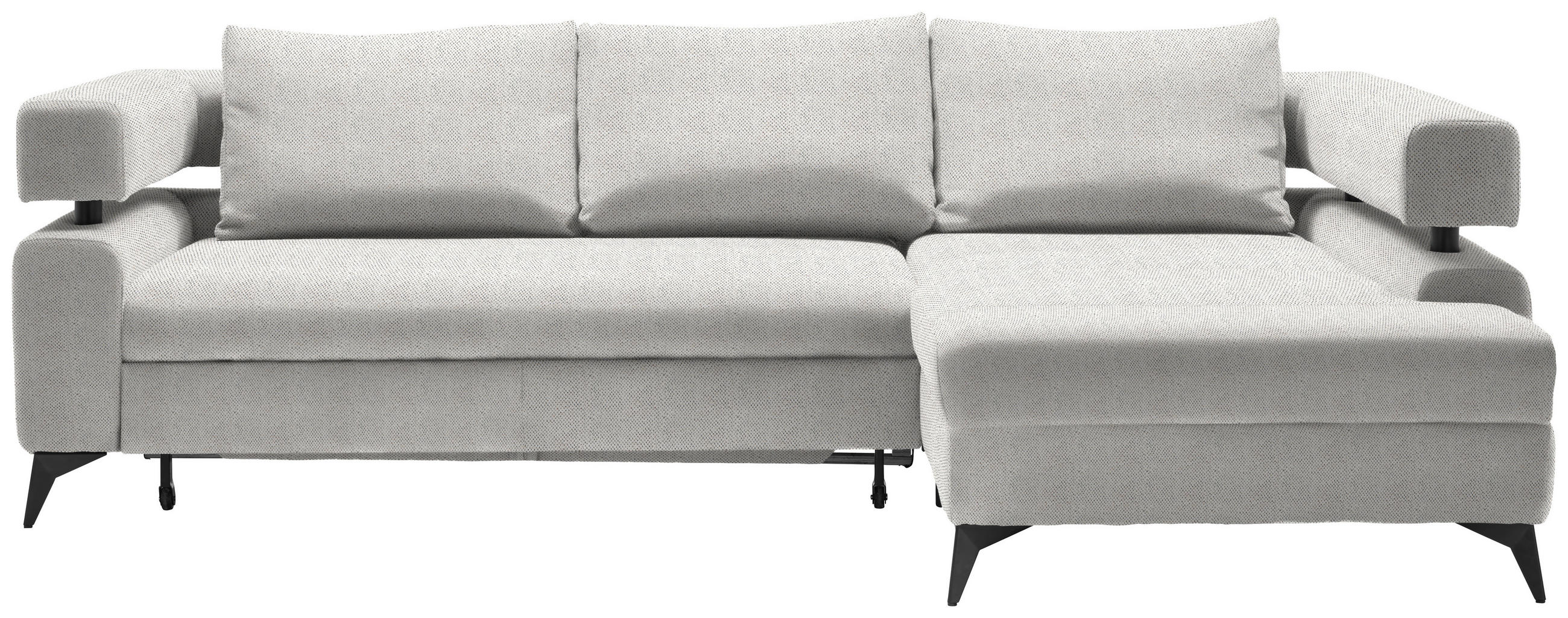 ECKSOFA in Chenille Creme  - Creme/Schwarz, Konventionell, Textil/Metall (265/184cm) - Hom`in
