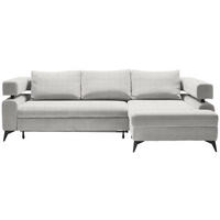 ECKSOFA in Chenille Creme  - Creme/Schwarz, Konventionell, Textil/Metall (265/184cm) - Hom`in
