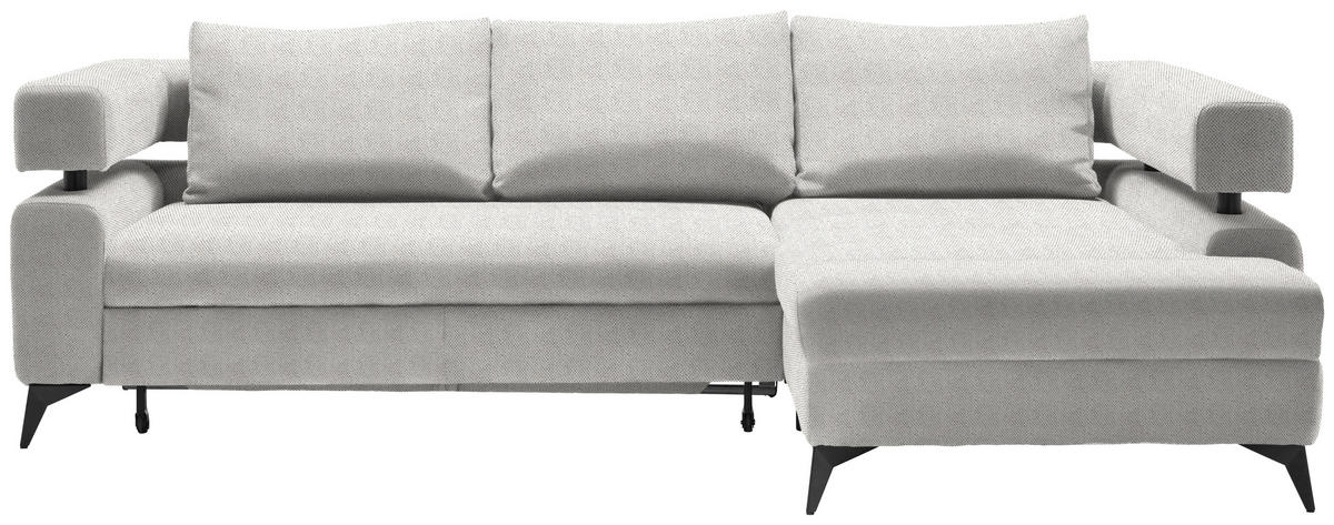 ECKSOFA in Chenille Creme  - Creme/Schwarz, Konventionell, Textil/Metall (265/184cm) - Hom`in