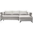 ECKSOFA in Chenille Creme  - Creme/Schwarz, KONVENTIONELL, Textil/Metall (265/184cm) - Hom`in