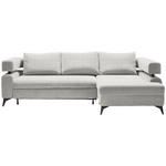 ECKSOFA Creme Chenille  - Creme/Schwarz, KONVENTIONELL, Textil/Metall (265/184cm) - Hom`in