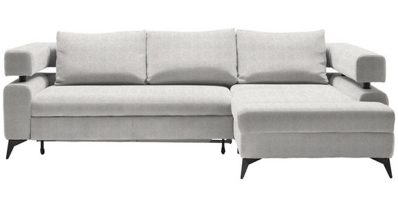 ECKSOFA in Chenille Creme  - Creme/Schwarz, KONVENTIONELL, Textil/Metall (265/184cm) - Hom`in