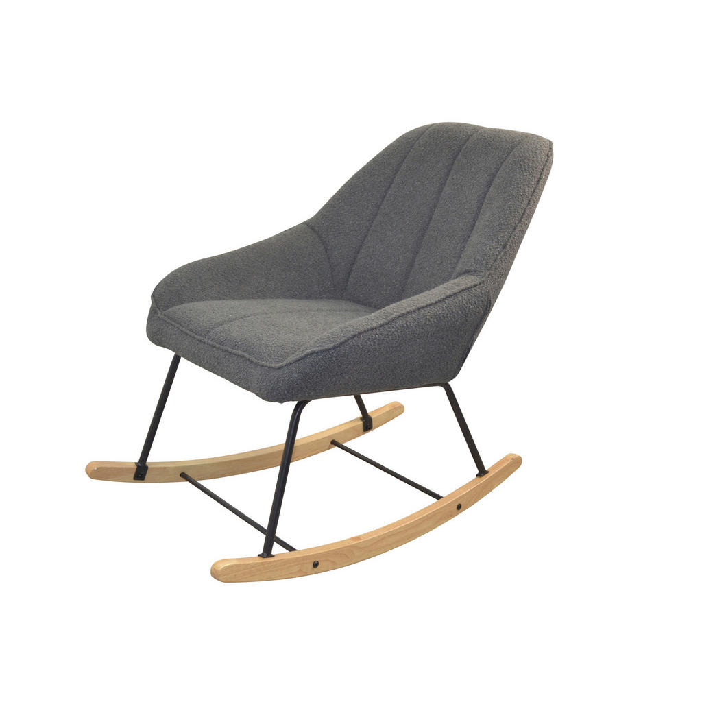 Thumbnail - Mid.you Sessel Josi, Dunkelgrau, Holz, Metall, Textil, Buche, massiv, Uni, 70x100x90 cm, Schaukelfunktion, Wohnzimmer, S...