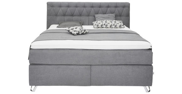 BOXSPRINGBETT 200/200 cm  in Grau  - Chromfarben/Grau, KONVENTIONELL, Textil/Metall (200/200cm) - Ambiente