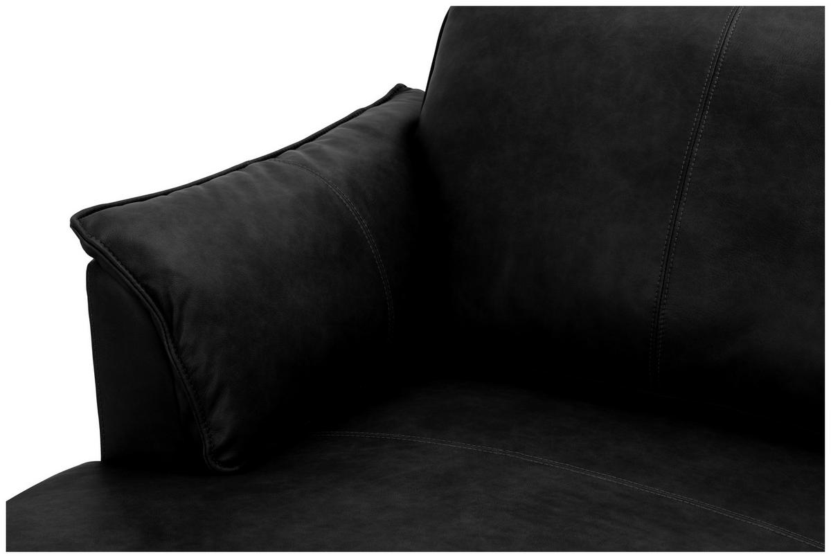 ECKSOFA in Echtleder Schwarz  233/153 cm  - Schwarz, Design, Leder/Textil (233/153cm) - Livetastic