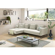 ECKSOFA in Cord Creme  - Creme/Schwarz, KONVENTIONELL, Textil/Metall (178/284cm) - Hom`in