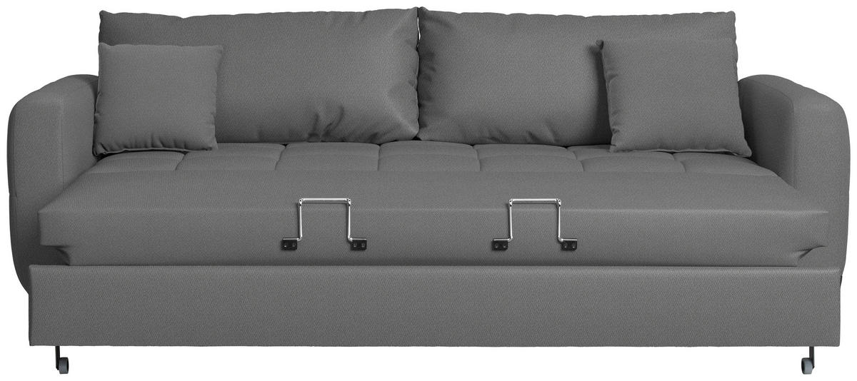 SCHLAFSOFA Webstoff Grau Stoffauswahl, Bettfunktion erhältlich, Rücken echt, Armteil links, Armteil rechts  - Schwarz/Grau, Design, Holz/Textil (236/88/101cm) - Lomoco