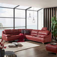 ECKSOFA in Echtleder Rot  - Rot/Schwarz, Design, Leder/Metall (253/290cm) - Xora