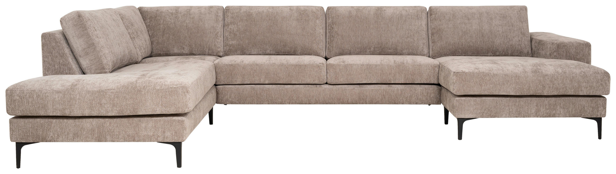 SOFFA i flatväv ljusbrun  - ljusbrun/svart, Klassisk, metall/trä (363/86/238cm) - Pure Home Comfort