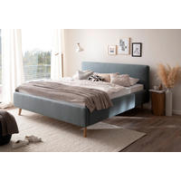 POLSTERBETT Lattenrost, Bettkasten Hellblau 180/200 cm  - Eichefarben/Hellblau, Design, Holz/Textil (180/200cm) - Livetastic