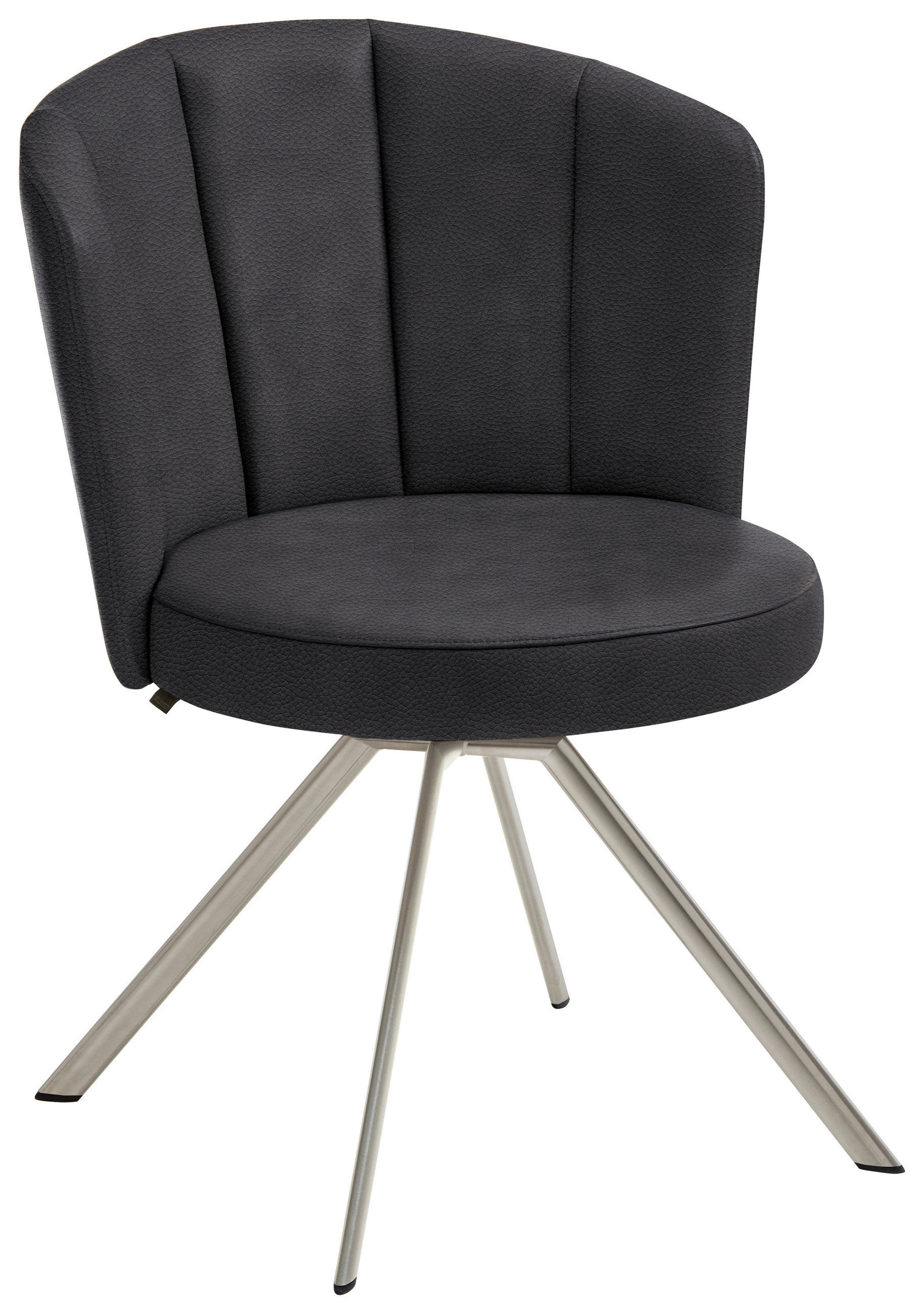 STUHL drehbar Mikrofaser Schwarz, Edelstahlfarben  - Edelstahlfarben/Schwarz, Design, Textil/Metall (62/83/64cm) - Venjakob