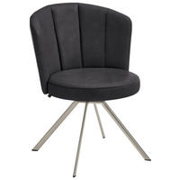 STUHL drehbar Mikrofaser Schwarz, Edelstahlfarben  - Edelstahlfarben/Schwarz, Design, Textil/Metall (62/83/64cm) - Venjakob