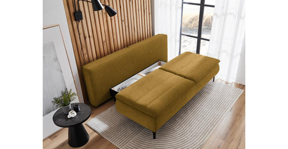 BOXSPRINGSOFA Webstoff Senfgelb - Senfgelb/Schwarz, KONVENTIONELL, Textil/Metall (204/93/100cm) - Novel