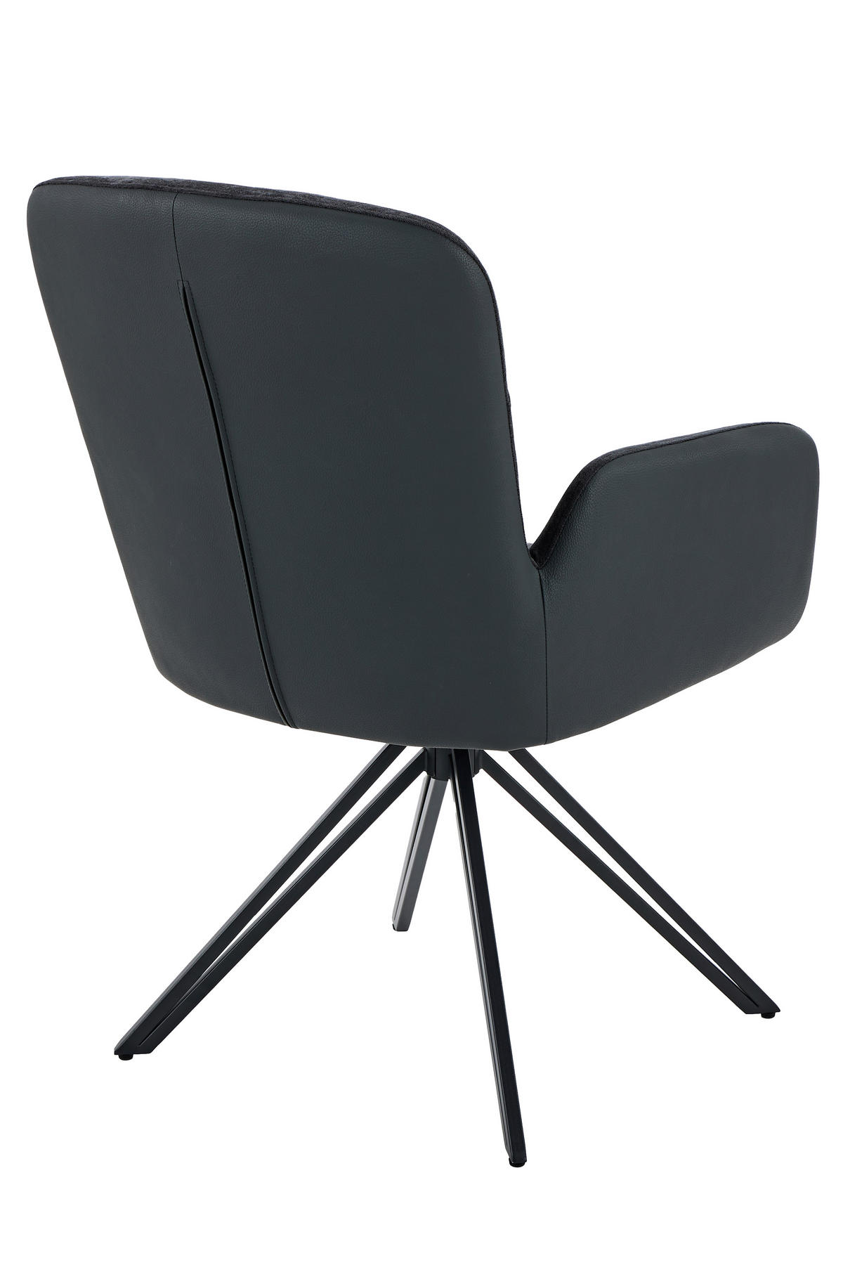 ARMLEHNSTUHL-SET 2 Stück  in Stahl Lederlook, Webstoff  - Schwarz, MODERN, Textil/Metall (57/91/67,5cm) - MID.YOU