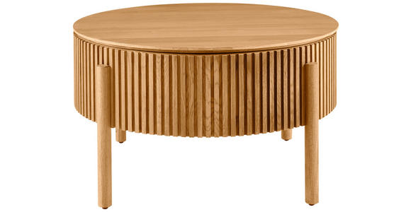COUCHTISCH Eiche furniert, massiv 75/75/42 cm rund Naturfarben - Eichefarben/Naturfarben, Natur, Holz/Holzwerkstoff (75/75/42cm) - Waldwelt