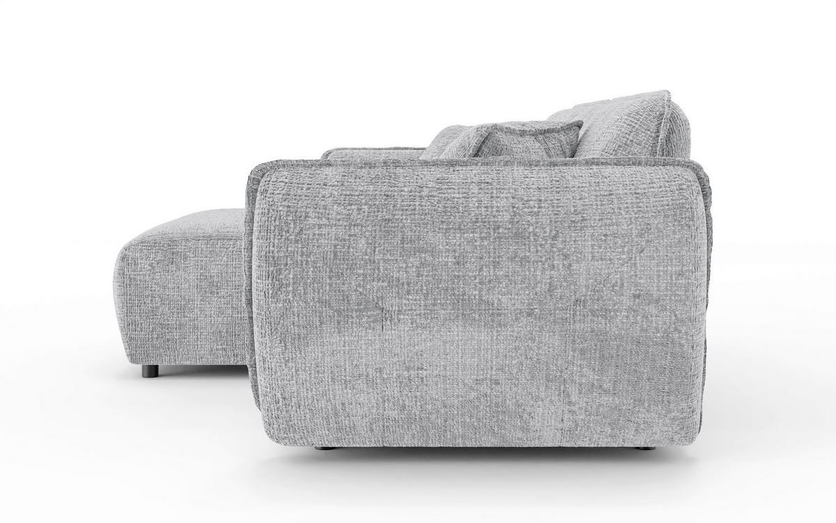 ECKSOFA Nelia Hellgrau Chenille  - Hellgrau/Schwarz, Design, Kunststoff/Textil (155/252cm) - P & B