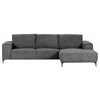 ECKSOFA in Cord Dunkelgrau  285/170 cm  - Dunkelgrau/Schwarz, KONVENTIONELL, Textil/Metall (285/170cm) - Carryhome